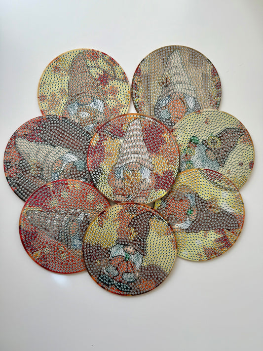 Autumn Gnome Diamond Coaster Set – 8 pcs