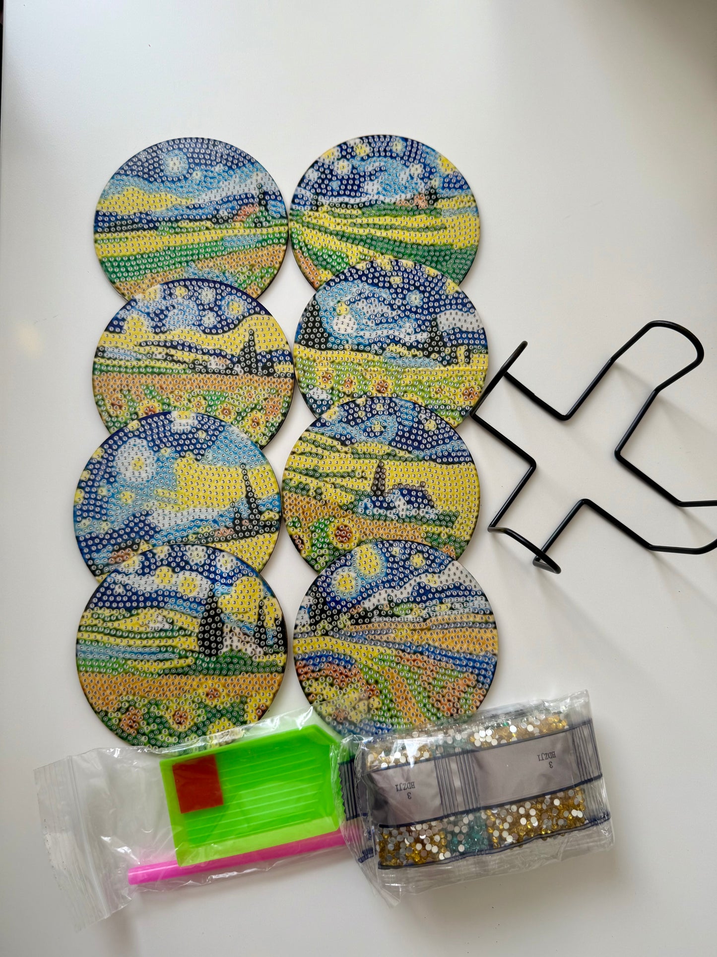 Van Gogh Style Diamond Coaster Set – 8 pcs