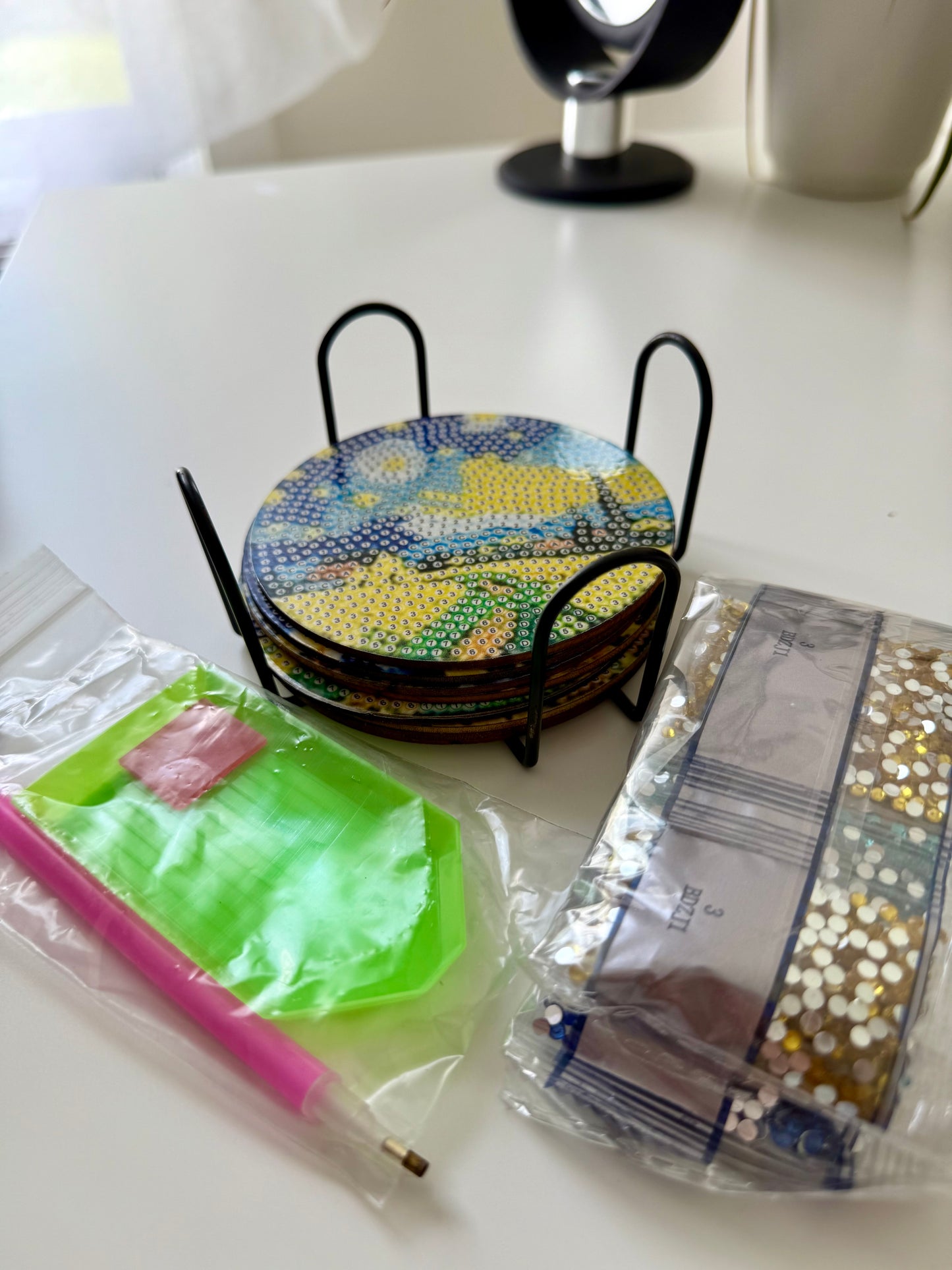 Van Gogh Style Diamond Coaster Set – 8 pcs